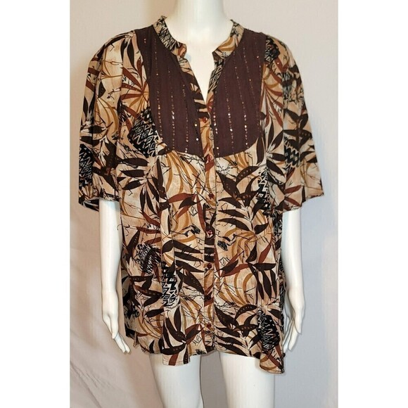 NWOT - Liz & Me Short Sleeve Button Up Blouse - Size 2X - Picture 1 of 10